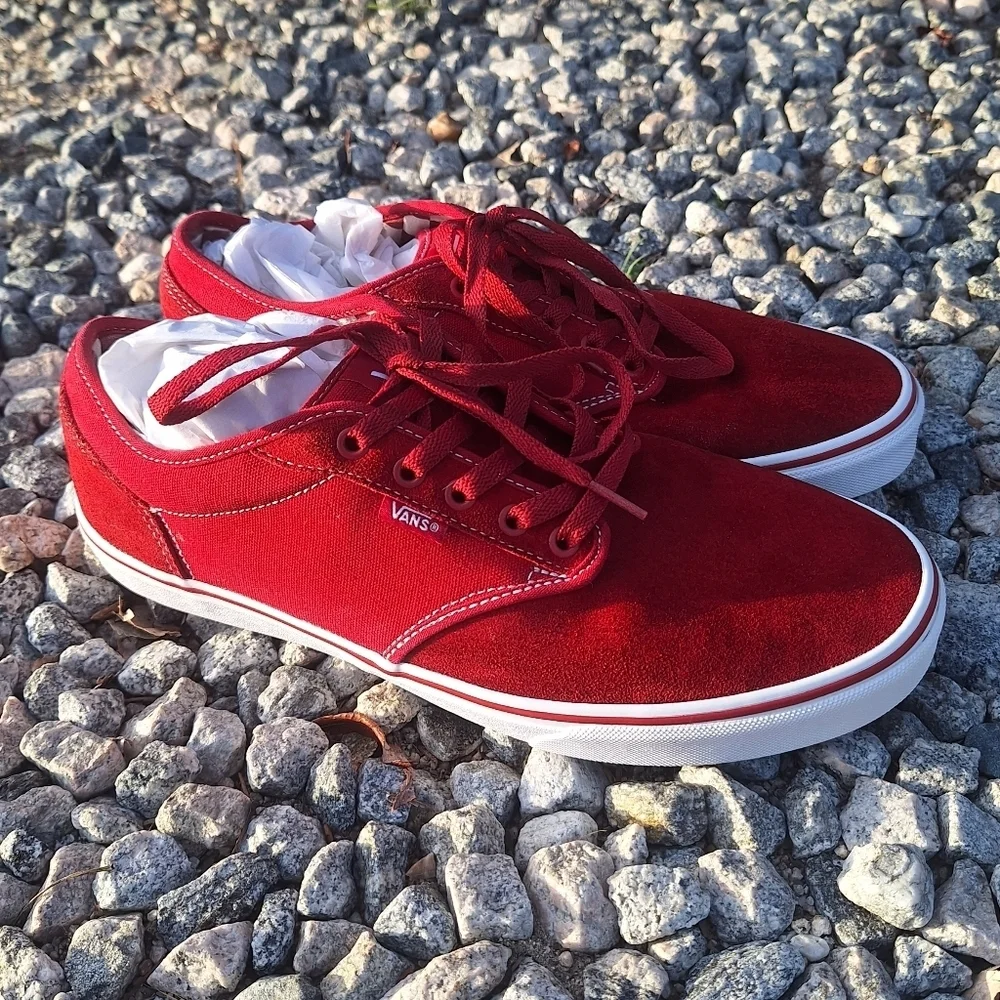 Vans Atwood Red Chili Pepper Sneakers Checkerboard Liner 11.5 - Picture 3 of 13
